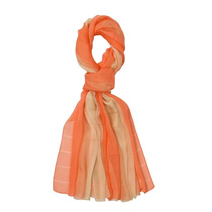 LA MAREY 100% Maulbeerseide Seidenschal, 100 x 180vcm, beige und orange