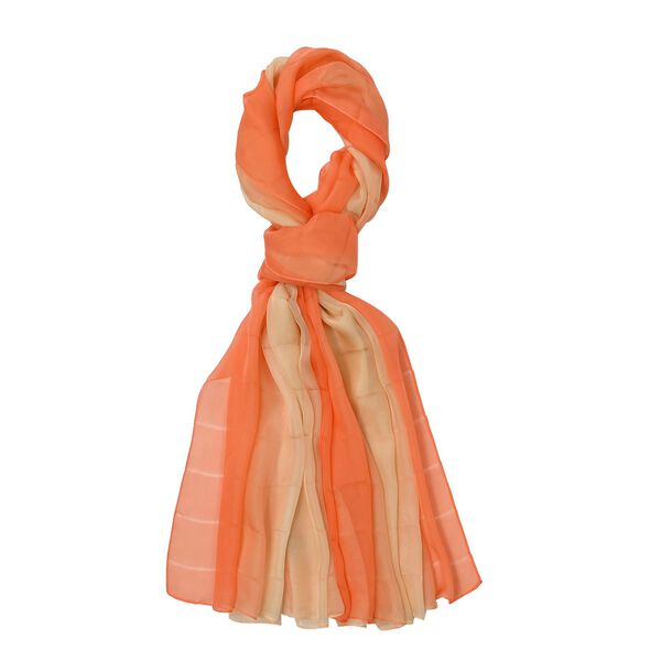 LA MAREY - Schal aus 100% reiner Maulbeerseide, Beige und Orange