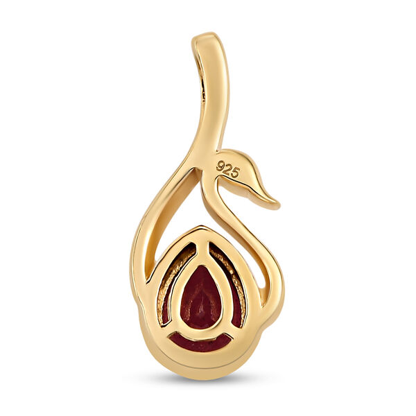 Afrikanischer Rubin (Fissure gef&uuml;llt) und wei&szlig;er Zirkon-Anh&auml;nger, 925 Silber vergoldet ca. 1,71 ct image number 5