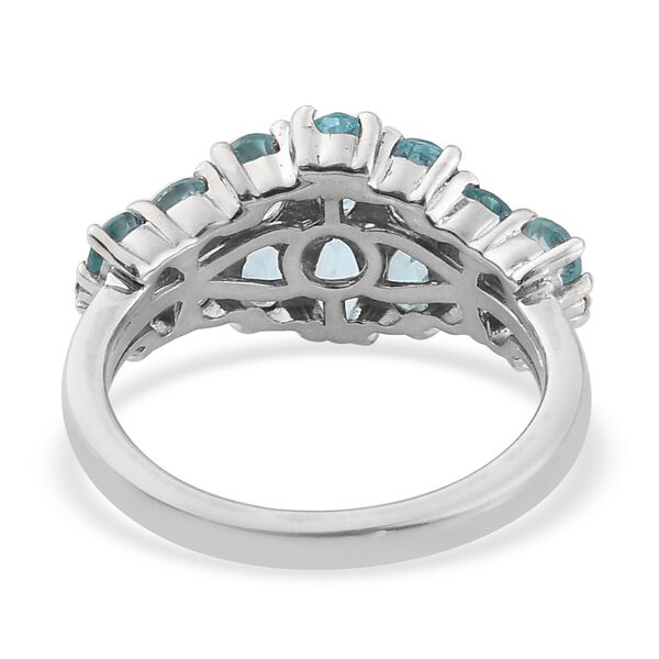 Blauer Apatit und Zirkon Cluster Ring 925 Silber Platin-&Uuml;berzug image number 6