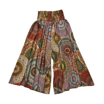 Luftige Taillen-Culottes mit Smok-Detail und Kaleidoskop-Muster, Einheitsgr&ouml;&szlig;e, Orange