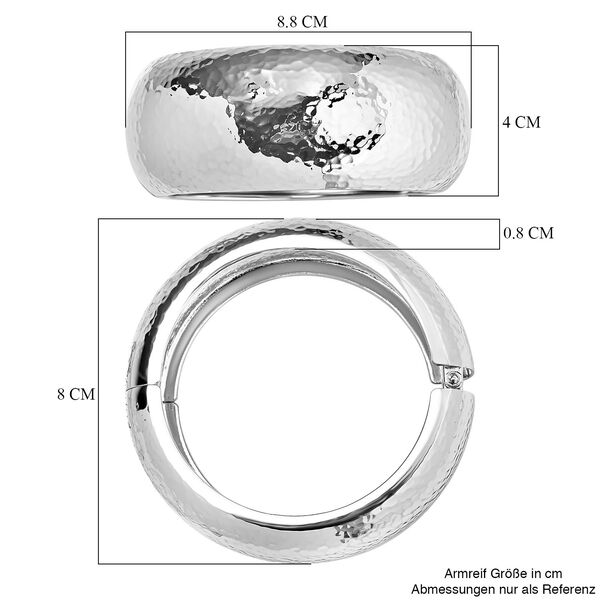 Breiter Armreif mit gehämmerter Textur, Messing, ca. 18 cm, silberfarben image number 6