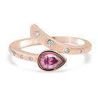 Moissanit Bypass-Ring, 925 Silber Roségold Vermeil (Größe 16.00) ca. 0.45 ct