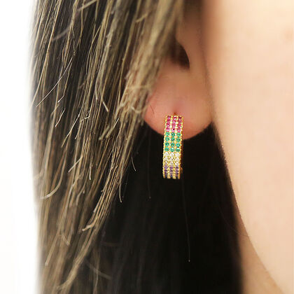 AAA Mehrfarbige Zirkonia Ohrringe, Nickelfreies Messing vergoldet