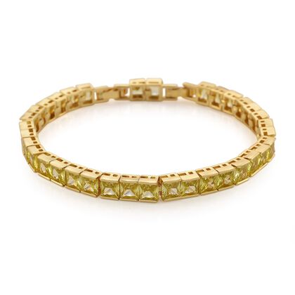 Gelber kubisches Zirkonia Armband ca. 18 cm mit 2.5 cm verl&auml;ngerung, Goldfarben
