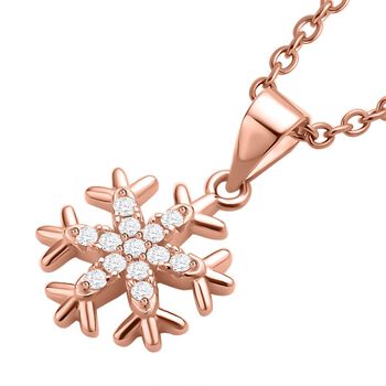 Ros&eacute;vergoldeter Zirkonia Schneeflocken Halskette, 925 Silber, ca. 0,13 ct