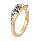 Tansanit und Zirkon 3 Stein Ring 925 Silber 585 Vergoldet image number 4