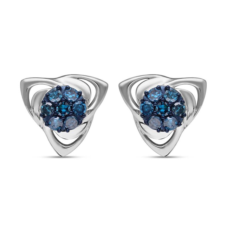 Blaue Diamant Ohrstecker, 925 Silber platiniert ca. 0.25 ct image number 0