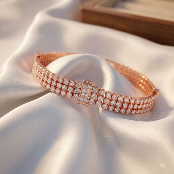 Wei&szlig;er Zirkonia Armband ca. 19 cm Nickelfreies Messing image number 1