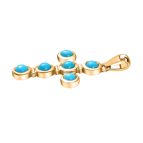 AA Amerikanischer, natürlicher Sleeping Beauty Türkis Kreuz Anhänger, 925 Silber 750 Gelbgold Vermeil ca. 0.72 ct image number 3