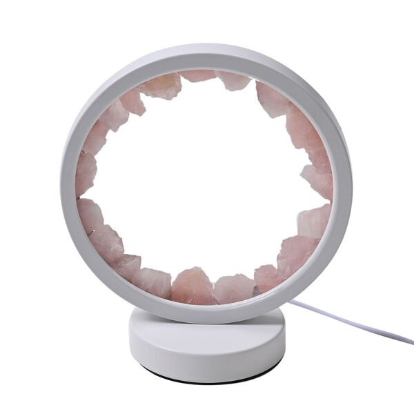 Rosenquarz Kristall-Wellnesslampe mit USB-Anschluss, 10&times;22&times;18cm, Lila image number 3