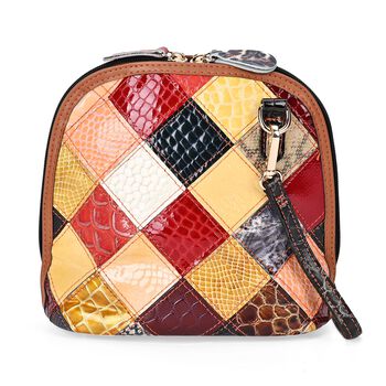 Chaos by Elsie Echtes Leder Umh&auml;ngetasche mit RFID Schutz, Multicolor Krokodil-Pr&auml;gung, Gr&ouml;&szlig;e 19x11x20cm
