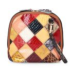 Chaos by Elsie Echtes Leder Umhängetasche mit RFID Schutz, Multicolor Krokodil-Prägung, Größe 19x11x20cm