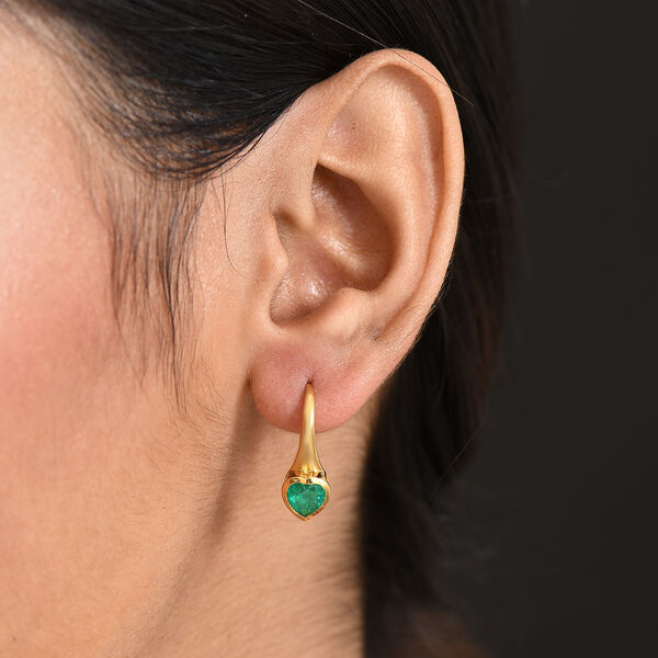 D'Joy Smaragd-Quarz Triplette Ohrringe 925 Silber 750 Gelb Vergoldet ca. 1,82 ct. image number 2