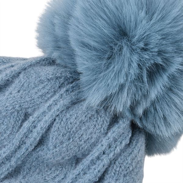 Strickm&uuml;tze mit Bommel, weiches Mischgewebe, Einheitsgr&ouml;&szlig;e, Blau image number 5