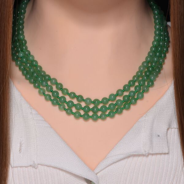 Dreilagige grüne Aventurin-Halskette, 150cm - 375 ct. image number 2