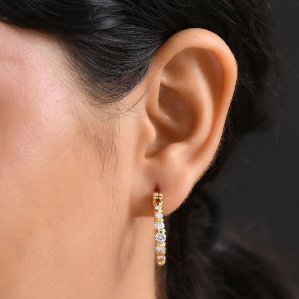 Moissanit Ohrringe, 925 Silber 750 Gelbgold Vermeil - 1,31 ct. image number 3