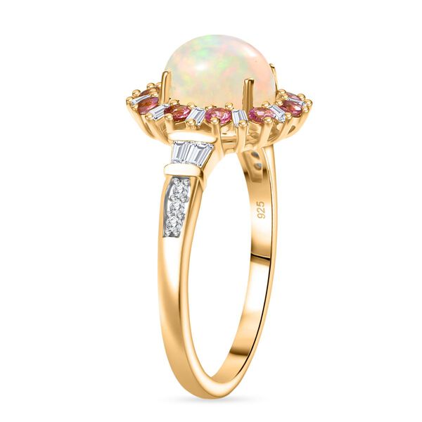 AA Nat&uuml;rlicher, &auml;thiopischer Welo Opal, Neon Apatit und Moissanit Ring - 1,97 ct. image number 4
