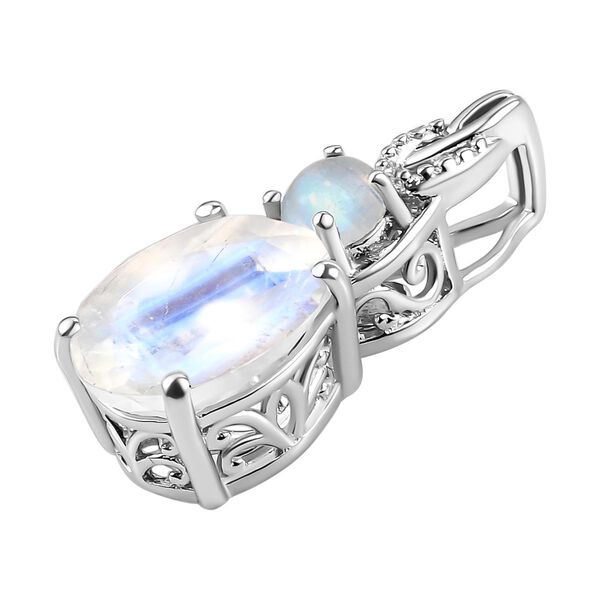 2er-Set - Premium Regenbogen Mondstein-Ring und Anhänger - 7,55 ct. image number 7