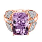 GP Trinfo Kollektion - Rose De France Amethyst, weißer Zirkon Ring, 925 Silber Roségold Vermeil (Größe 20.00) ca. 7.01 ct