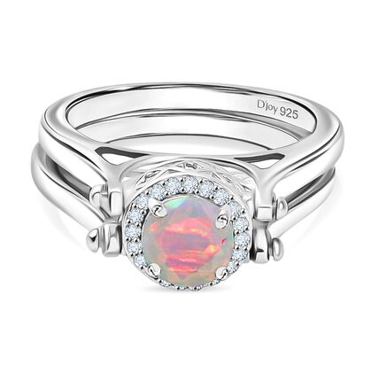 D joy AA Sleeping Beauty T&uuml;rkis, Nat&uuml;rlicher, &auml;thiopischer Welo Opal Wendeschmuck-Ring mit doppeltem Design, 925 Silber rhodiniert (Gr&ouml;&szlig;e 21.00) ca. 1.76 ct