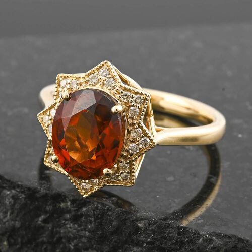 AAA Honig Granat und Diamant Ring in 417 Gold - 4 ct. image number 1