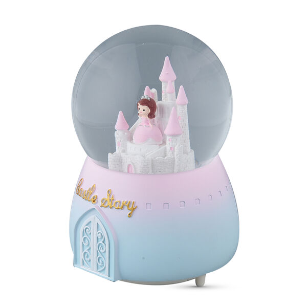 Schneekugel mit Musik, Schloss und Prinzessin, Größe: 15x10 cm, Rosa  image number 2
