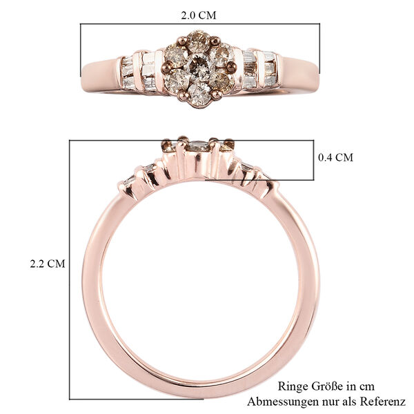 Nat&uuml;rlicher Champagner Diamant Ring 925 Silber Ros&eacute;gold Vermeil image number 6