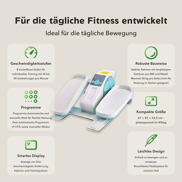 LIVMORE Original kompakter Elektro Stepper, Anti-Rutsch-Pedale, Anzeige und Fernbedienung, 47&times;42&times;23,5 cm, Wei&szlig; image number 6