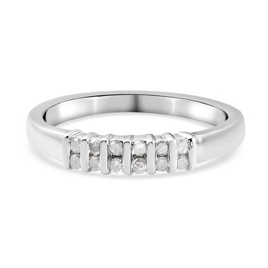 Diamant Band Ring 925 Silber Platin-Überzug
