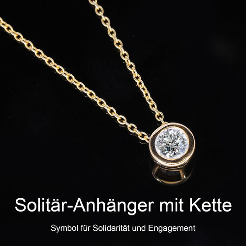 LUXURIANT DIAMOND- Labor VS Diamant-Anhänger mit 50cm Kette, 925 Silber Gelbgold Vermeil- 0,25 ct. image number 2