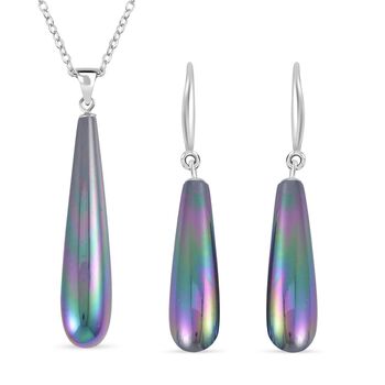 Pfauenfarbes Muschelkernperle-Schmuckset