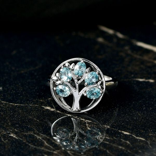 D'Joy AA Blauer Zirkon Ring 925 Silber rhodiniert (Gr&ouml;&szlig;e 17.00) ca. 1,29 ct image number 2