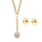 2er Set -Weißes Kristall-Collier und Ohrstecker, ca. 50 cm, goldfarben 7.00 ct