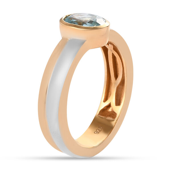 Kambodschanischer blauer Zirkon Ring 925 Silber Bicolor  ca. 1,17 ct image number 5