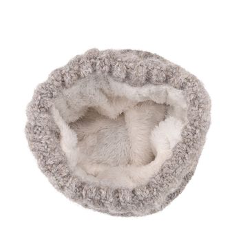 Rippstrick-M&uuml;tze mit Teddyfutter, Einheitsgr&ouml;&szlig;e, Beige