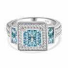 AA Kambodschanischer Blauer Zirkon Ring, 925 Silber rhodiniert (Größe 18.00) ca. 2.54 ct