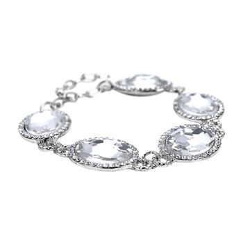 2er-Set- wei&szlig;es Glaskristall-Armband und Ohrringe - 132,80 ct.