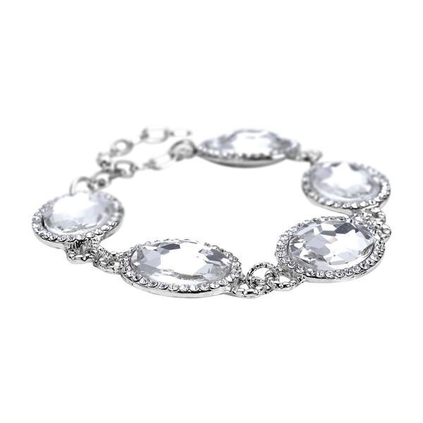 2er-Set- wei&szlig;es Glaskristall-Armband und Ohrringe - 132,80 ct. image number 3