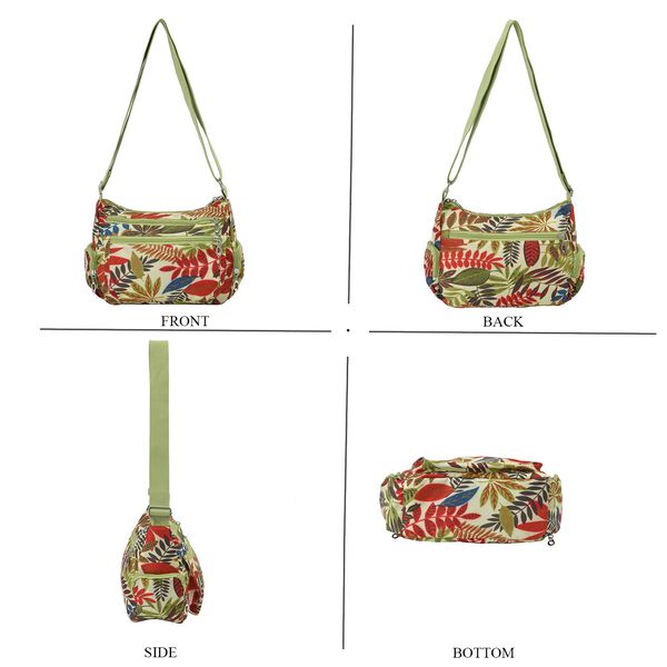 Multitaschen-Tasche mit Blattmuster, 26x10x20cm, hellgr&uuml;n image number 4