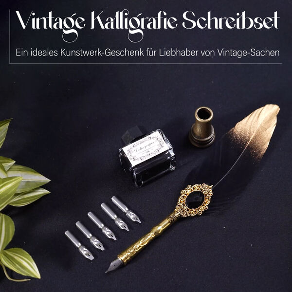 Vintage Kalligraphie-Schreibstift mit Tinte und Geschenkbox image number 3