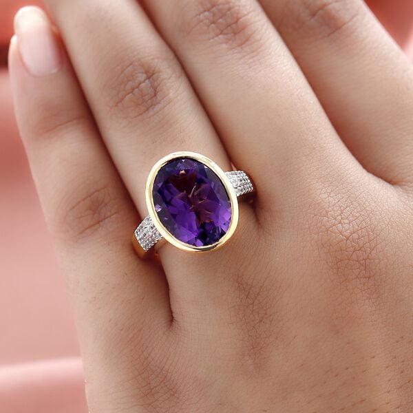 Natürlicher, marokkanischer Amethyst und Zirkon-Ring - 8,50 ct. image number 3