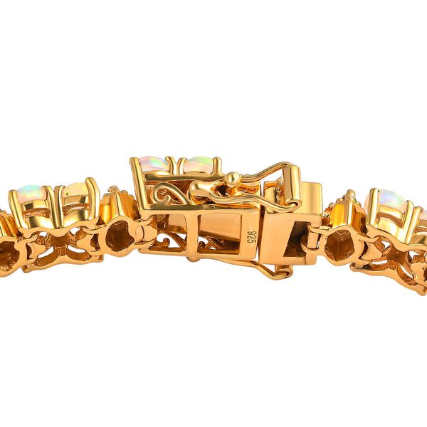 Natürliches, äthiopisches Welo Opal und Kagem sambisches Smaragd-Armband, 20 cm - 9,21 ct. image number 4