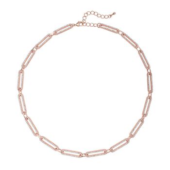 Wei&szlig;e Kristall Halskette, ca. 45 cm, ros&eacute;vergoldet