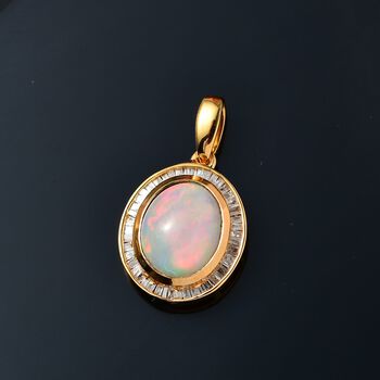 AA nat&uuml;rlicher, &auml;thiopischer Welo Opal und Diamant-Anh&auml;nger - 2,65 ct.