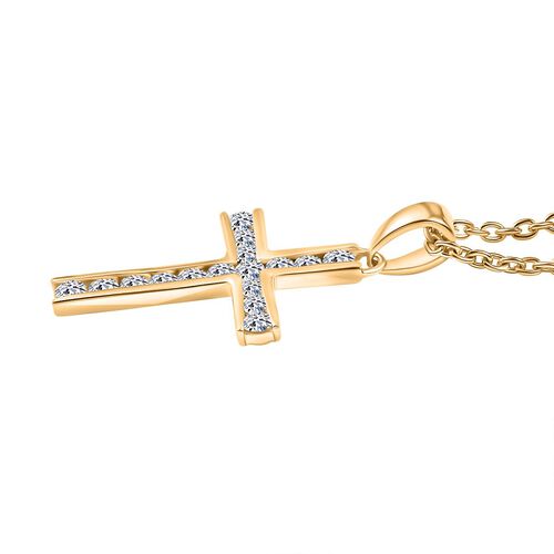 LUXURIANT SI-GH Labor Diamant Anhänger mit 45cm Kette, 925 Silber 750 Gelbgold Vermeil - 0,51 ct. image number 4