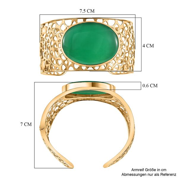 Gr&uuml;ner Onyx Armreif, ca. 19 cm, vergoldet, ca. 66.06 ct image number 6