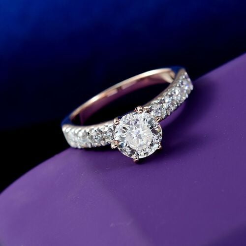 D’joy 100 Facetten Moissanit Ring 925 Silber 750 rosévergoldet (Größe 20.00) ca. 1,75 ct image number 1