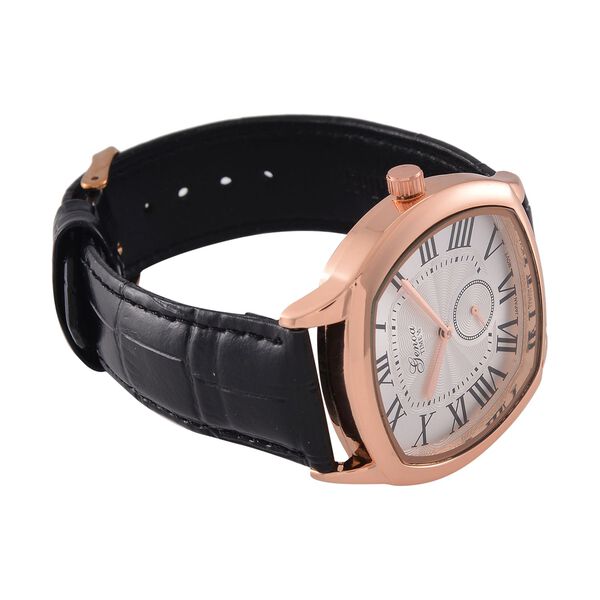 GENOA Limitierte Auflage Miyota Japanese Movement Uhr mit Echtlederarmband - Schwarz image number 6