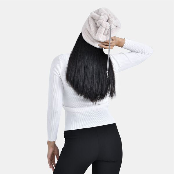 Innovativer 2 in 1 Infinity Schal und M&uuml;tze, 35x28cm, Wei&szlig; image number 2